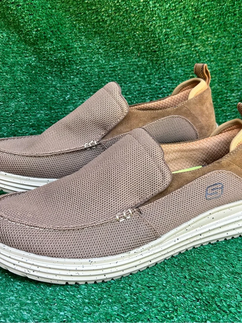 SKECHERS Proven Renco Men's 13 W Wide Brown Slip On Loafers Mesh Shoes 204568W